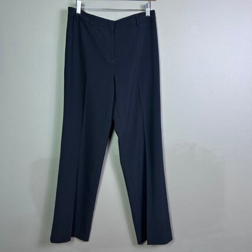 Theory pants women's size 12 black trousers work wool straight leg minimalist‎
